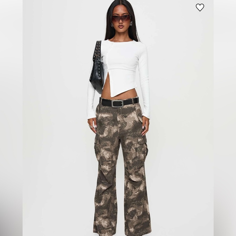 Princess Polly Brown Camouflage Wide Leg Pants